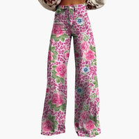 Damen Bedruckte Hose mit weitem Bein in Rosa Blume