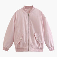 Damen Bomberjacke mit Reißverschluss und Fronttaschen in Rosa