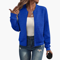 Damen Bomberjacke mit Reißverschluss und geripptem Saum in Blau