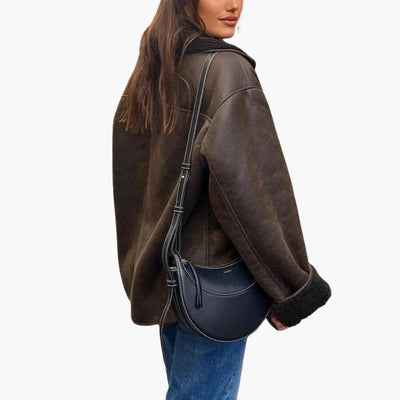 Damen Fleece jacke mit Reverskragen und Fronttaschen