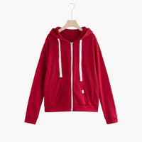 Damen Hoodie mit Frontreißverschluss und Kängurutasche in Rot