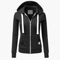 Damen Hoodie mit Frontreißverschluss und Kängurutasche in Schwarz