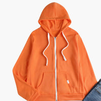 Damen Hoodie mit Frontreißverschluss und Kängurutasche in Orange