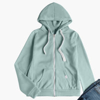 Damen Hoodie mit Frontreißverschluss und Kängurutasche in Grün
