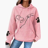 Damen Hoodie mit Hundemotiv und Kängurutasche in Rosa