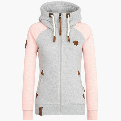 Damen Hoodie mit Reißverschluss und Kordelzug-Kapuze