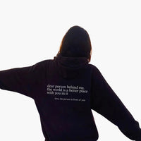 Damen Hoodie mit Rückendruck und Kapuze in Schwarz
