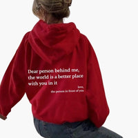 Damen Hoodie mit Rückendruck und Kapuze in Rot