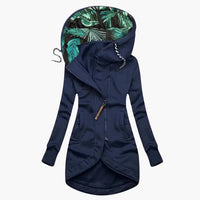 Damen Kapuzenjacke mit asymmetrischem Reißverschluss und Fronttaschen in Blau