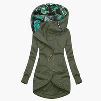 Damen Kapuzenjacke mit asymmetrischem Reißverschluss und Fronttaschen in Grün