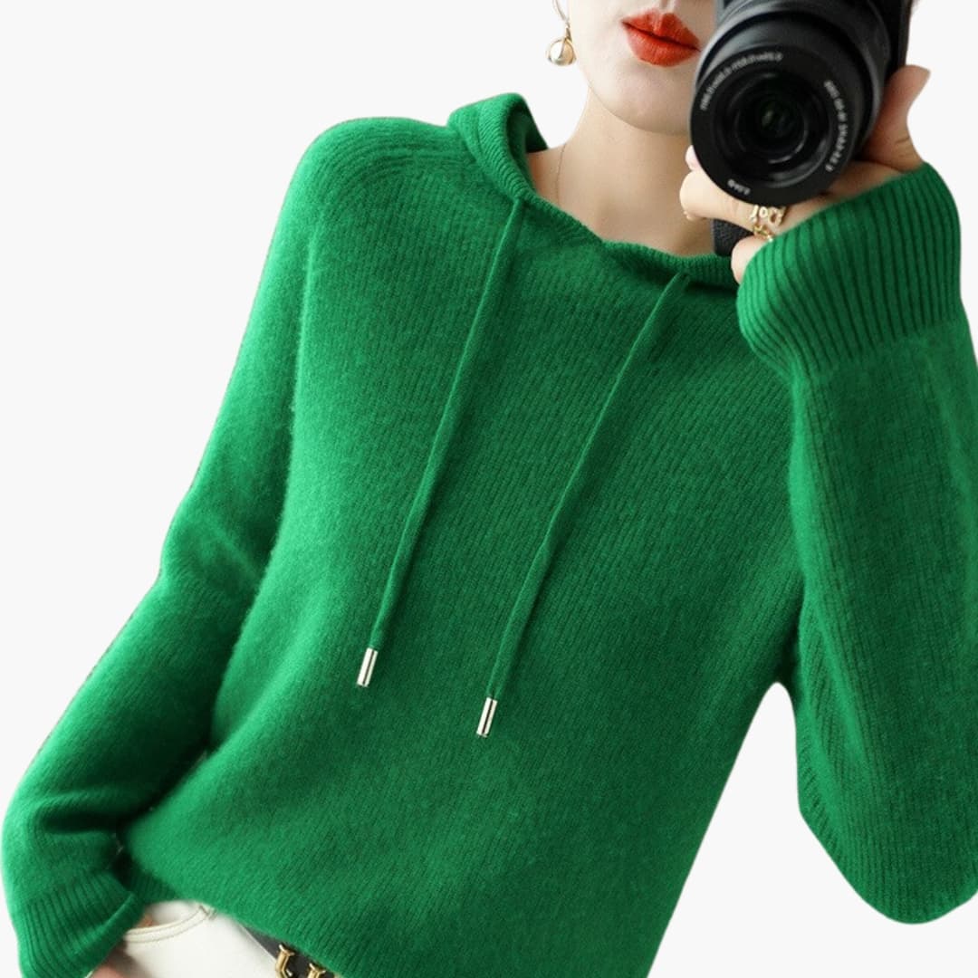 Damen Kapuzenpullover Strick mit Kapuze und langen Ärmeln