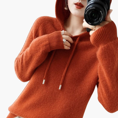 Damen Kapuzenpullover Strick mit Kapuze und langen Ärmeln