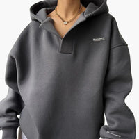 Damen Kapuzenpullover mit Kapuze und überschnittenen Schultern in Grau