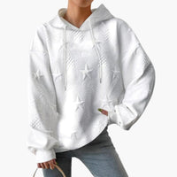 Damen Kapuzen pullover mit Kordelzugkapuze und langen Ärmeln in Weiß
