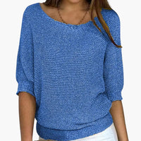 Damen Pullover mit Dreiviertel Ärmeln in Blau