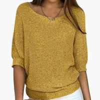 Damen Pullover mit Dreiviertel Ärmeln in Gelb