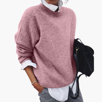 Damen Rundhalspullover mit Langarm in Rosa