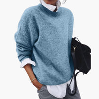 Damen Rundhalspullover mit Langarm in Blau
