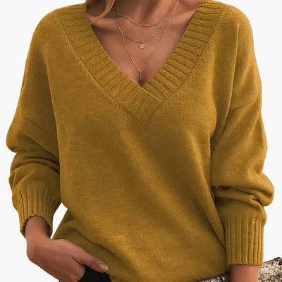 Damen Pullover mit V-Ausschnitt und langen Ärmeln