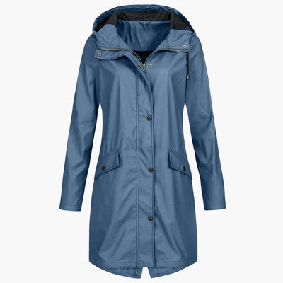 Damen Regenjacke mit Kapuze und Vordertaschen