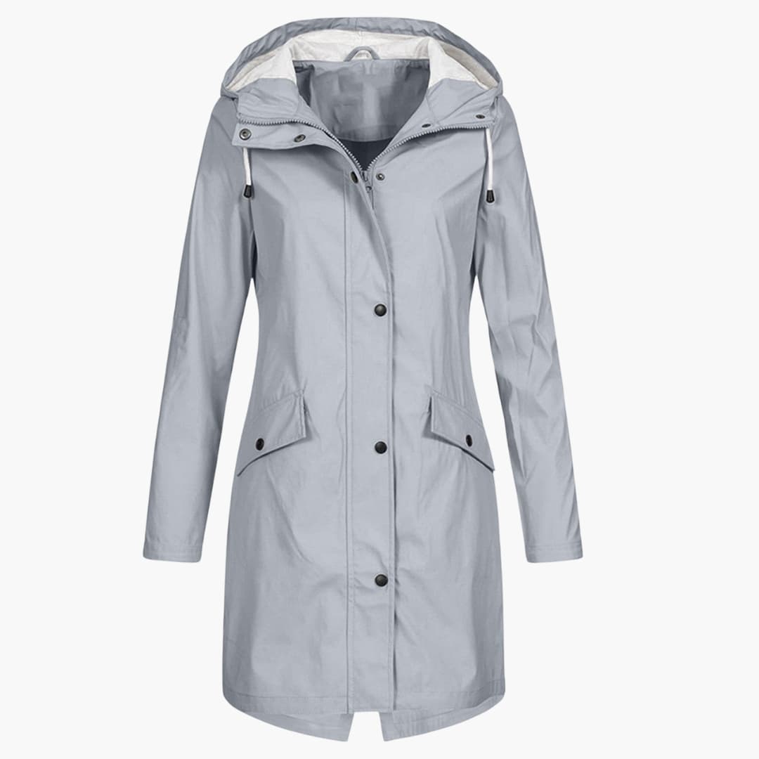 Damen Regenjacke mit Kapuze und Vordertaschen