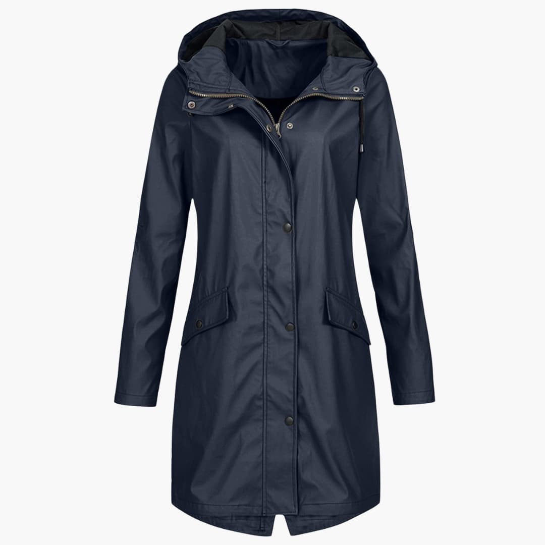Damen Regenjacke mit Kapuze und Vordertaschen