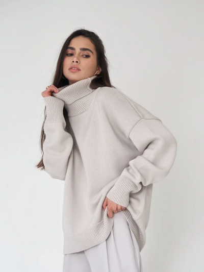 Anni | Damen Schwarz Rollkragenpullover | Oversize