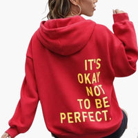 Damen Text Print Hoodie mit Kordelkapuze in Rot