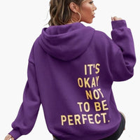 Damen Text Print Hoodie mit Kordelkapuze in Lila