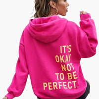 Damen Text Print Hoodie mit Kordelkapuze in Rosa