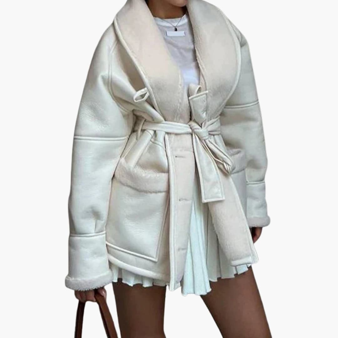 Damen Winterjacke mit Gürtel und Fronttaschen