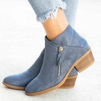 Damen Ankle Boots mit Orthopädischer Arch Support und Niedrigem Blockabsatz in Blau