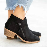 Damen Ankle Boots mit Orthopädischer Arch Support und Niedrigem Blockabsatz in Schwarz