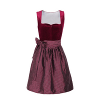 Damen Elegantes Kontrast Dirndl Kleid | Festlich Midi in Rot