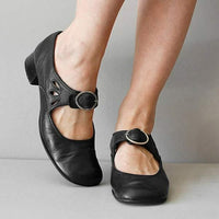Damen Frühlingsschuhe mit Schnallenriemen Elegante Alltagsschuhe für Damen in Schwarz