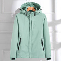 Damen Funktionsjacke mit Kapuze und Reißverschluss für Alltag und Outdoor in Mintgrün