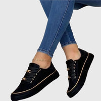 Damen Lässige Schnürsneaker mit Orthopädischer Fußbettunterstützung für Frühling und Sommer in Schwarz