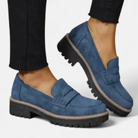 Damen Loafer mit Orthopädischer Arch Support und Markanter Sohle für Sommer in Marineblau