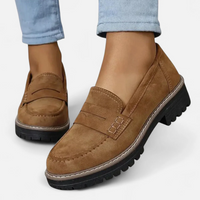 Damen Loafer mit Orthopädischer Arch Support und Markanter Sohle für Sommer in Braun