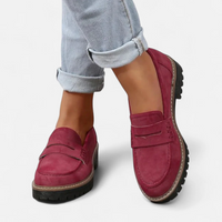 Damen Loafer mit Orthopädischer Arch Support und Markanter Sohle für Sommer in Rot