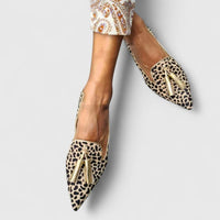 Damen Loafers mit Leopardenmuster und Orthopädischer Arch Support Flache Slipper mit Quasten in Gold