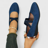 Damen Orthopädische Ballerinas mit Kreuzriemen und Arch Support für Sommerkomfort in Blau