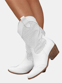 Damen Orthopädische Knee High Boots mit Arch Support und Blockabsatz in Wildlederoptik in Weiß