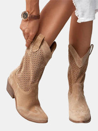 Damen Orthopädische Knee High Boots mit Arch Support und Blockabsatz in Wildlederoptik in Braun