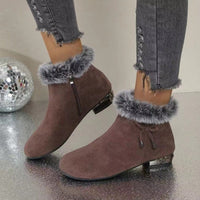 Damen Orthopädische Wildleder Ankle Boots mit Kunstfell und Rutschfester Sohle in Braun