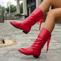 Damen Orthopedic Schnür-Ankle-Boots mit Arch Support und stabilem Blockabsatz in Rot
