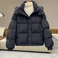 Damen Pufferjacke Baumwolle Lässig in Schwarz