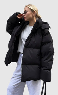 Damen Pufferjacke Modernes Design Wärme in Schwarz