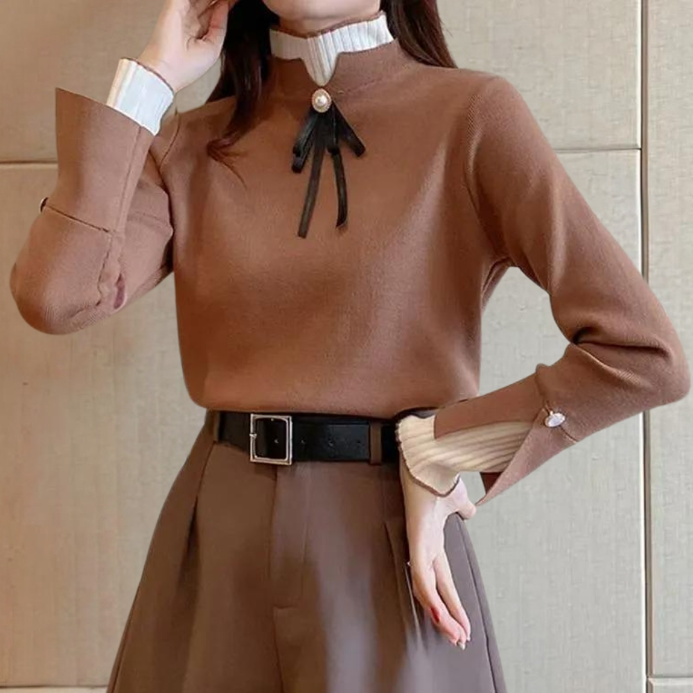 Damen Pullover mit hohem Nacken aus hochwertigem Material