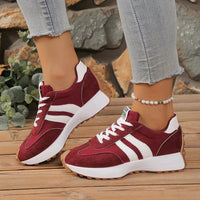 Damen Retro Platform Chunky Sneakers mit Schnürung und markanter Plateausohle in Rød